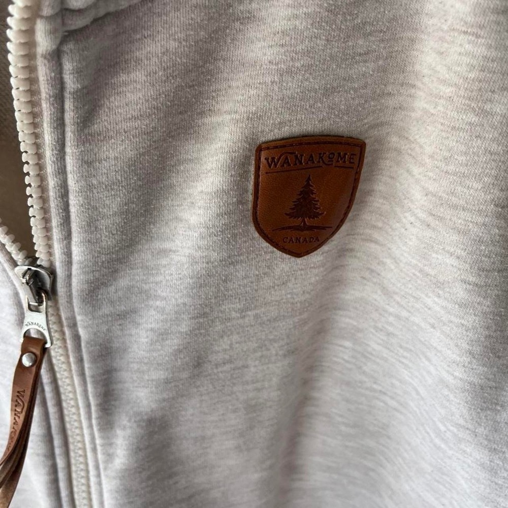 Wanakome Heather Gray Zip Hoodie Gorpcore Outdoor Cozy Logo Patch Men's XXL - Picture 3 of 8
